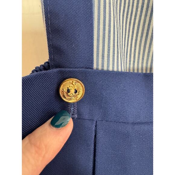 VTG Goodlad Girls Peter Pan Collar Striped Top Navy Pleated Suspender Skirt Sz 4 - Picture 9 of 11